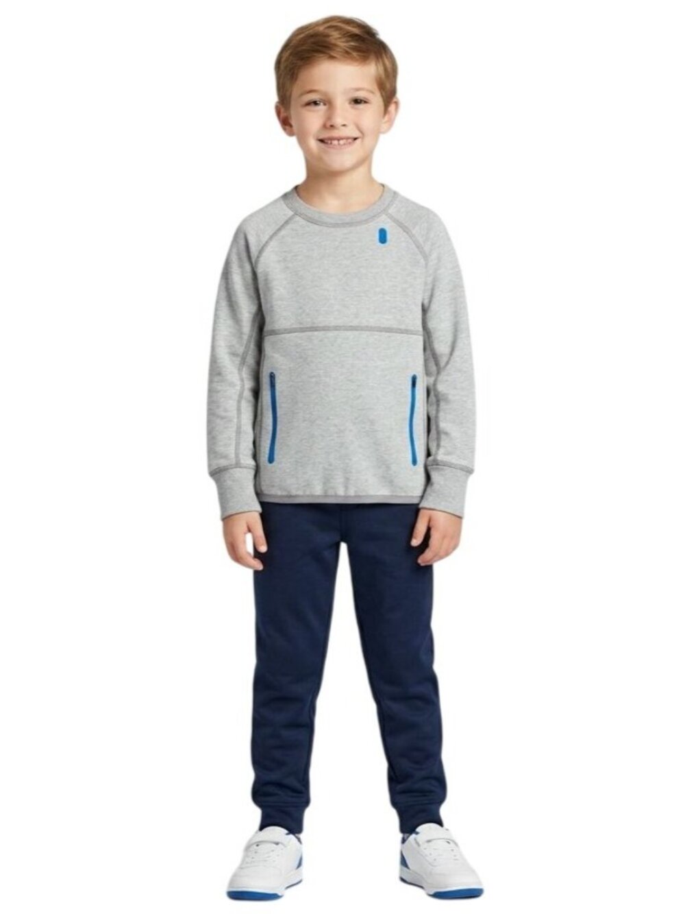 GapFit Kids Gray Fit Tech Crewneck Raglan Sleeve Pullover Sweatshirt Size S(6-7)